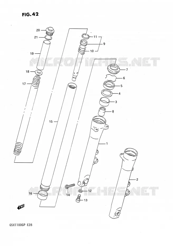 FRONT SCHOKDEMPER Suzuki MOTO 1100 GSX-G 1993  GSX1100G P (E03,E28,E33)