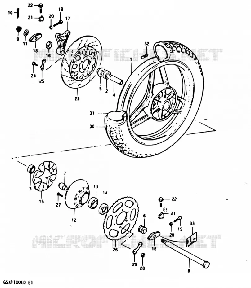 ACHTERWIEL (GSX1100ED/EXD/ESD) Suzuki MOTO 1100 GSX 1983  GSX1100E D/GSX1100EX D/GSX1100ES D