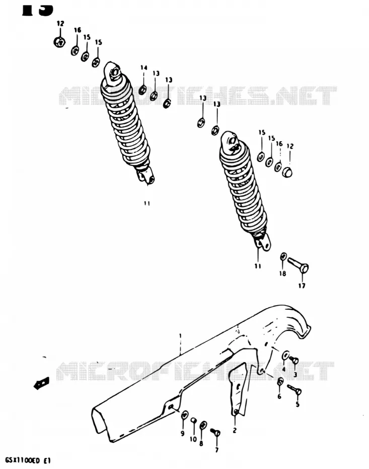 CHAIN ??GUARD - ACHTER SCHOKDEMPER (GSX1100Z/D/XD) Suzuki MOTO 1100 GSX 1983  GSX1100E D/GSX1100EX D/GSX1100ES D