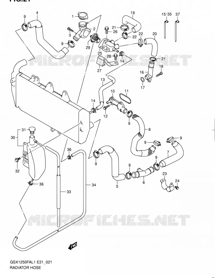 RADIATOR SLANG Suzuki MOTO 1250 GSX-F 2011  GSX1250FAL1(E24)