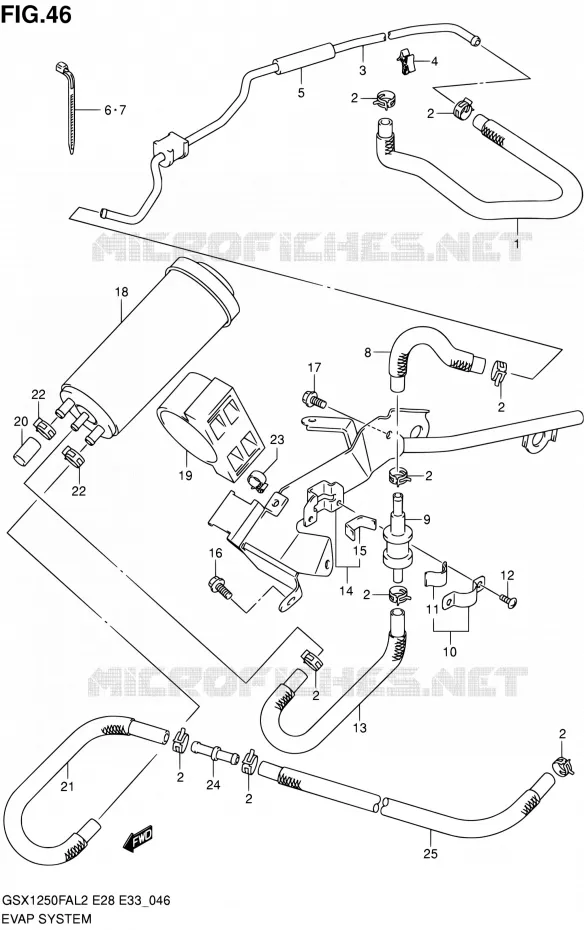 FUEL EVAP SYSTEM (GSX1250FAL2 E33) Suzuki MOTO 1250 GSX-F 2012  GSX1250FAL2(E03,E28,E33)