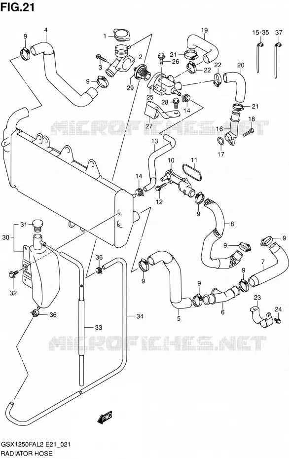 RADIATOR SLANG Suzuki MOTO 1250 GSX-F 2013  GSX1250FAL2(E21)