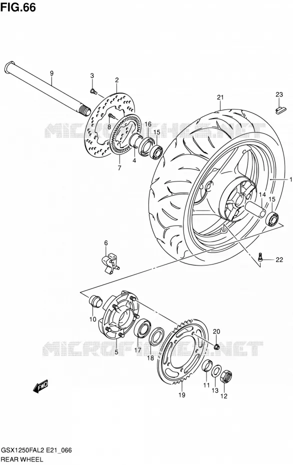 ACHTERWIEL Suzuki MOTO 1250 GSX-F 2012  GSX1250FAL2(E24)