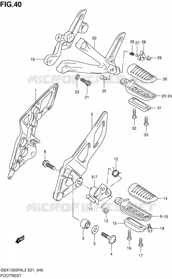 FOOTREST Suzuki MOTO 1250 GSX-F 2012  GSX1250FAL2(E24)