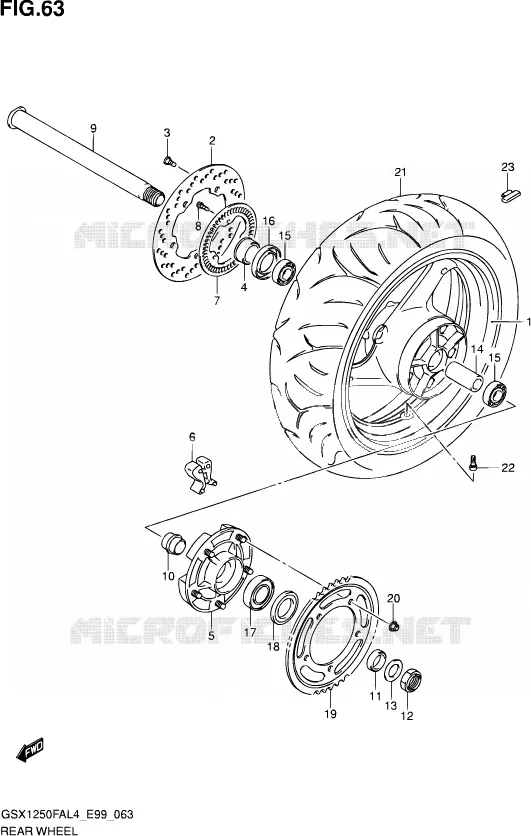 ACHTERWIEL Suzuki MOTO 1250 GSX-F 2014  GSX1250FA L4 (E99)