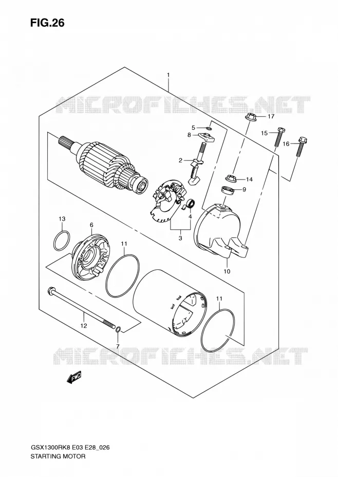 STARTMOTOR (MODEL K8/K9) Suzuki MOTO 1300 HAYABUSA 2008  GSX1300R K8 (E03,E28,E33)