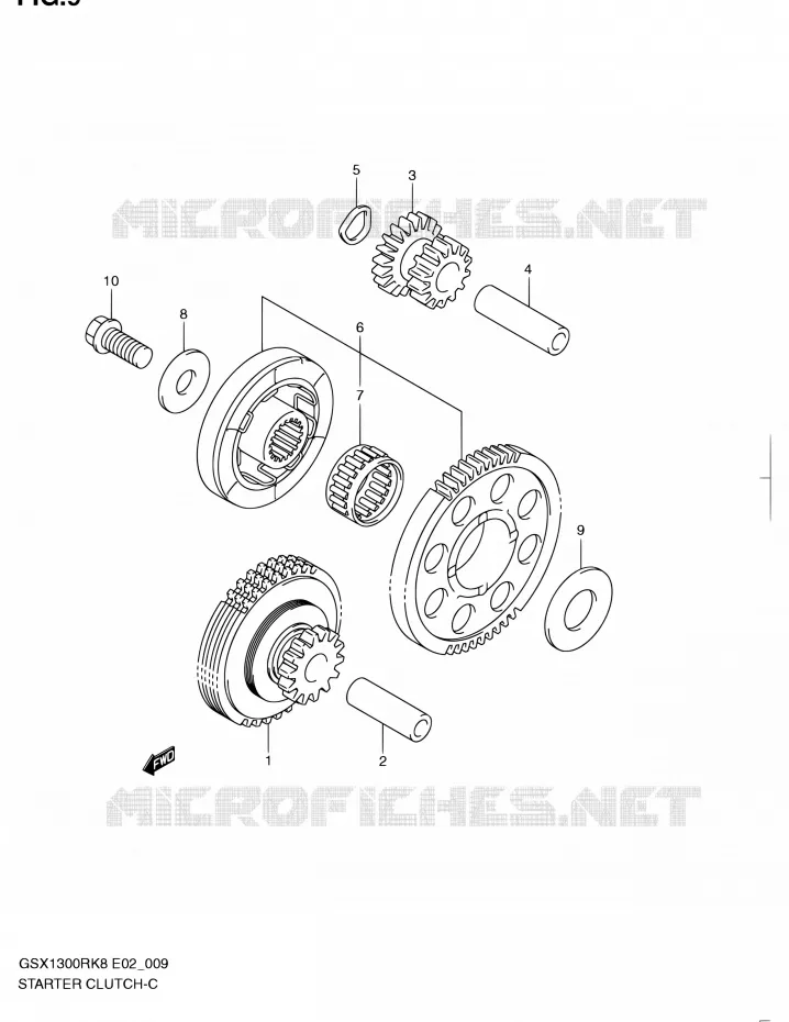 STARTMOTOR CLUTCH Suzuki MOTO 1300 HAYABUSA 2009  GSX1300RK9(E14)