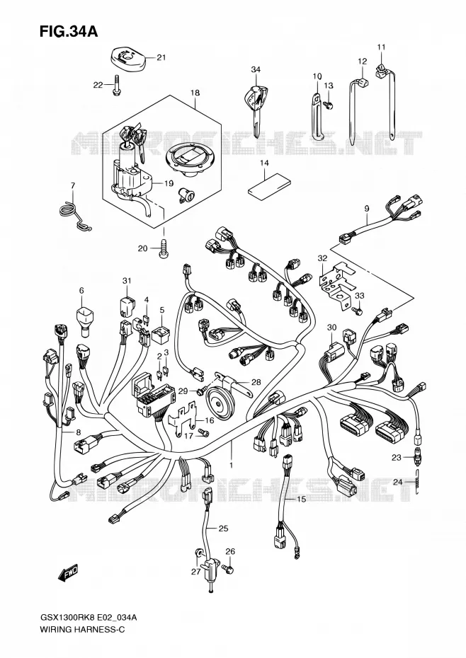 BEDRADING (GSX1300RK8/RK9 P37) Suzuki MOTO 1300 HAYABUSA 2009  GSX1300RK9(E24)