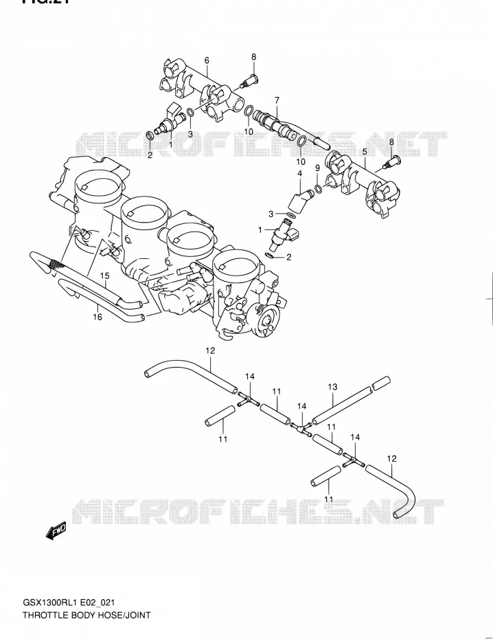 GASKLEPHUIS (GSX1300RL1 E02) Suzuki MOTO 1300 HAYABUSA 2011  GSX1300RL1(E19)