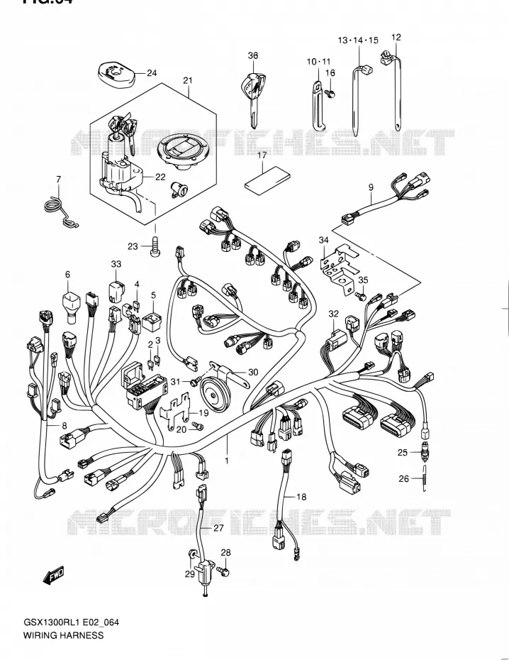 BEDRADING (GSX1300RL1 E14) Suzuki MOTO 1300 HAYABUSA 2011  GSX1300RL1(E51)