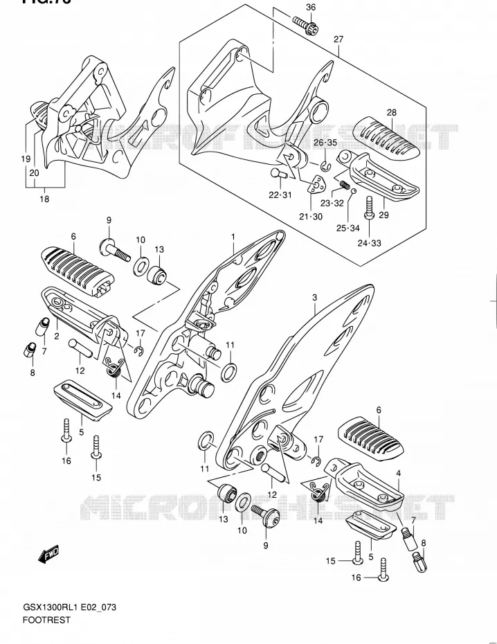 FOOTREST Suzuki MOTO 1300 HAYABUSA 2011  GSX1300RL1(E51)