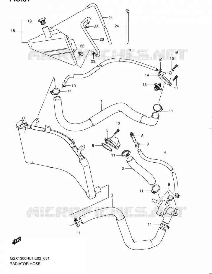 RADIATOR SLANG Suzuki MOTO 1300 HAYABUSA 2011  GSX1300RL1(E51)