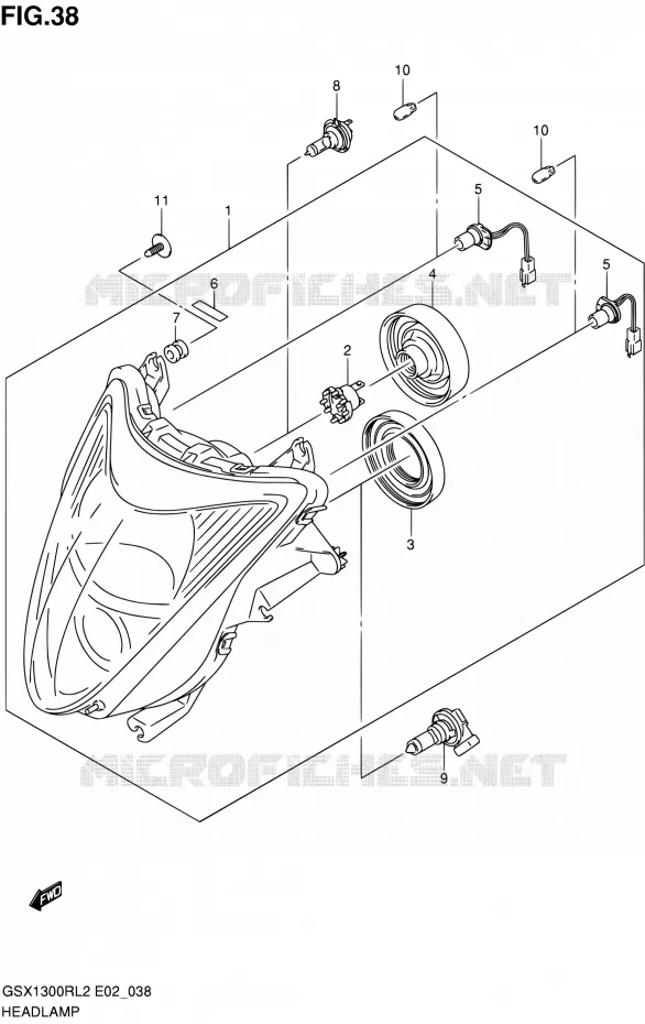 KOPLAMP (GSX1300RL2 E19) Suzuki MOTO 1300 HAYABUSA 2012  GSX1300RL2(E02)