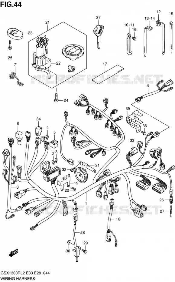 BEDRADING (GSX1300RL2 E33) Suzuki MOTO 1300 HAYABUSA 2012  GSX1300RL2(E03,E28,E33)