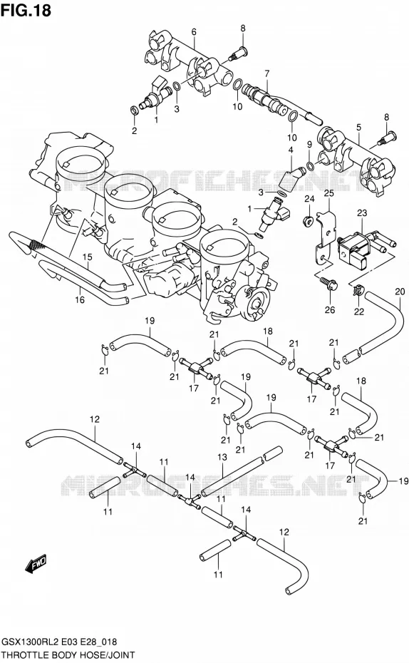 GASKLEPHUIS (GSX1300RL2 E33) Suzuki MOTO 1300 HAYABUSA 2012  GSX1300RL2(E03,E28,E33)