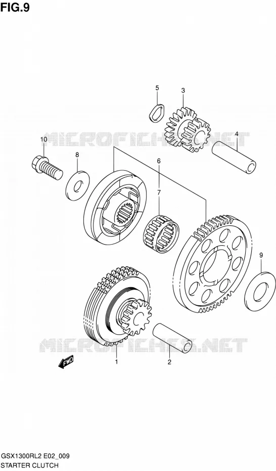 STARTMOTOR CLUTCH Suzuki MOTO 1300 HAYABUSA 2012  GSX1300RL2(E19)