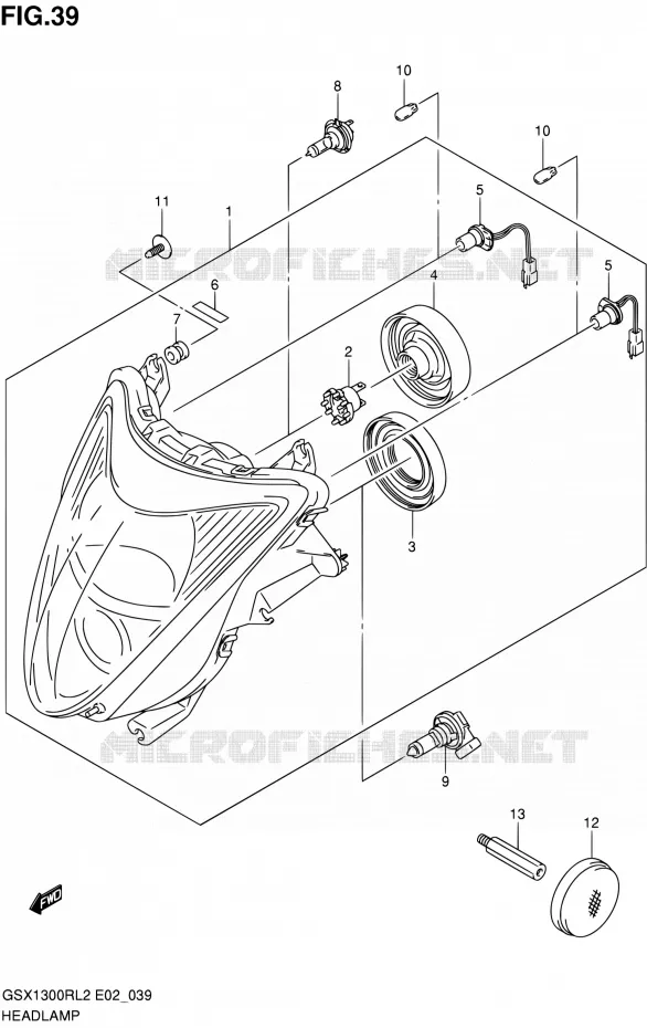 KOPLAMP (GSX1300RL2 E24) Suzuki MOTO 1300 HAYABUSA 2012  GSX1300RL2(E24)
