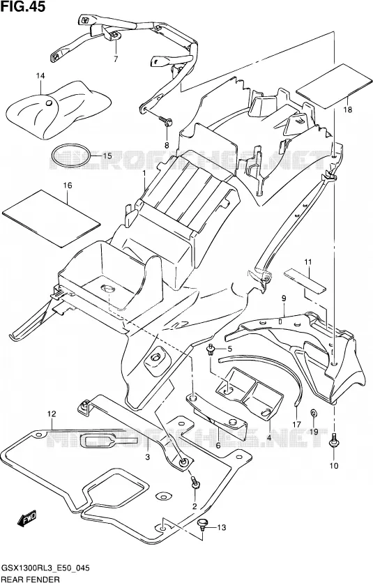 ACHTERSPATBORD Suzuki MOTO 1300 HAYABUSA 2013  GSX1300R L3 (E50)