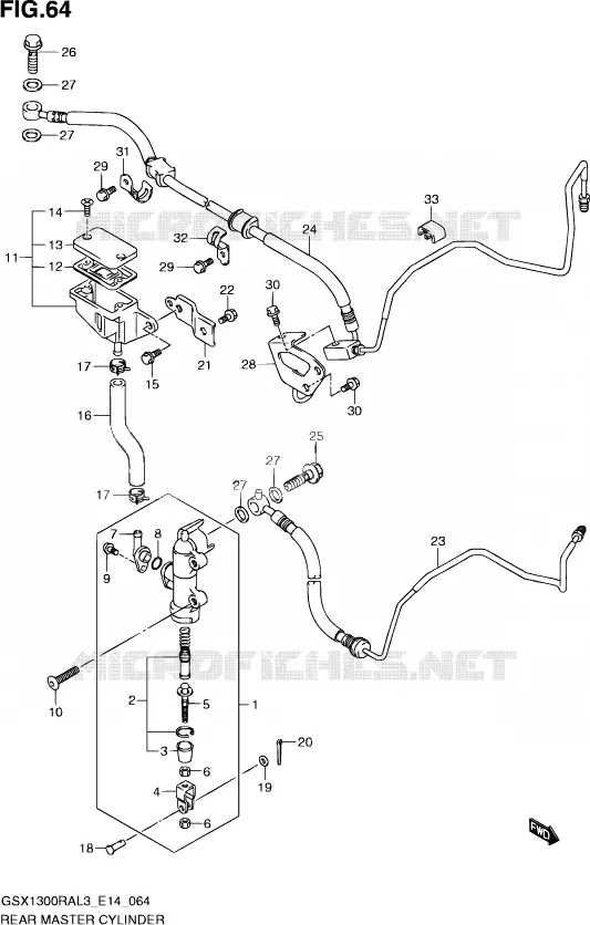 ACHTER HOOFDREMCILINDER Suzuki MOTO 1300 HAYABUSA 2013  GSX1300RA L3 (E14)