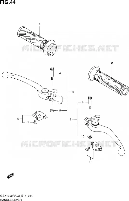 HANDGRIPS - LEVERS Suzuki MOTO 1300 HAYABUSA 2013  GSX1300RA L3 (E14)