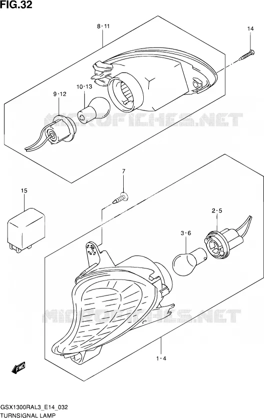 INDICATOREN Suzuki MOTO 1300 HAYABUSA 2013  GSX1300RA L3 (E14)