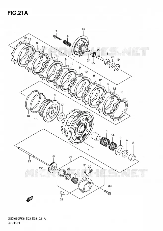 KOPPELING (MODEL K9/L0) Suzuki MOTO 650 GSX-F 2009  GSX650F K9 (E03,E28,E33)