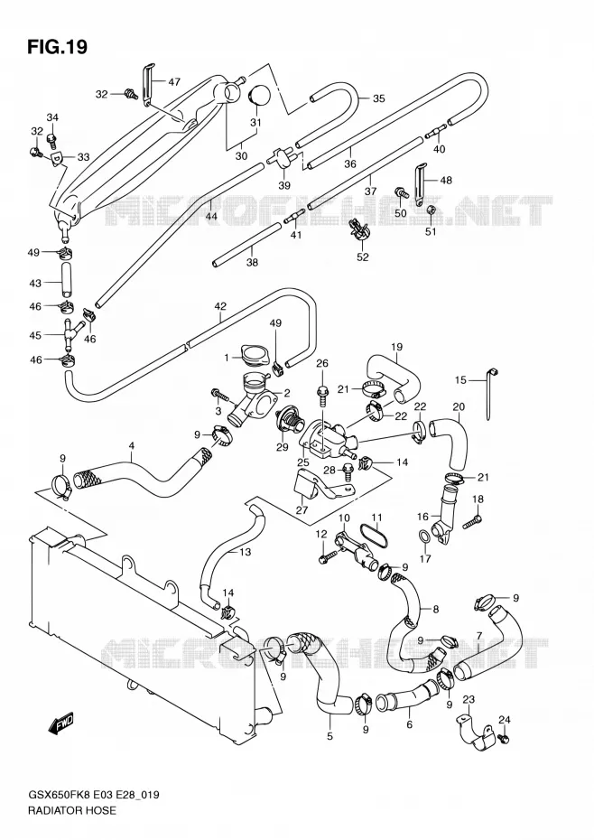 RADIATOR SLANG Suzuki MOTO 650 GSX-F 2009  GSX650F K9 (E03,E28,E33)