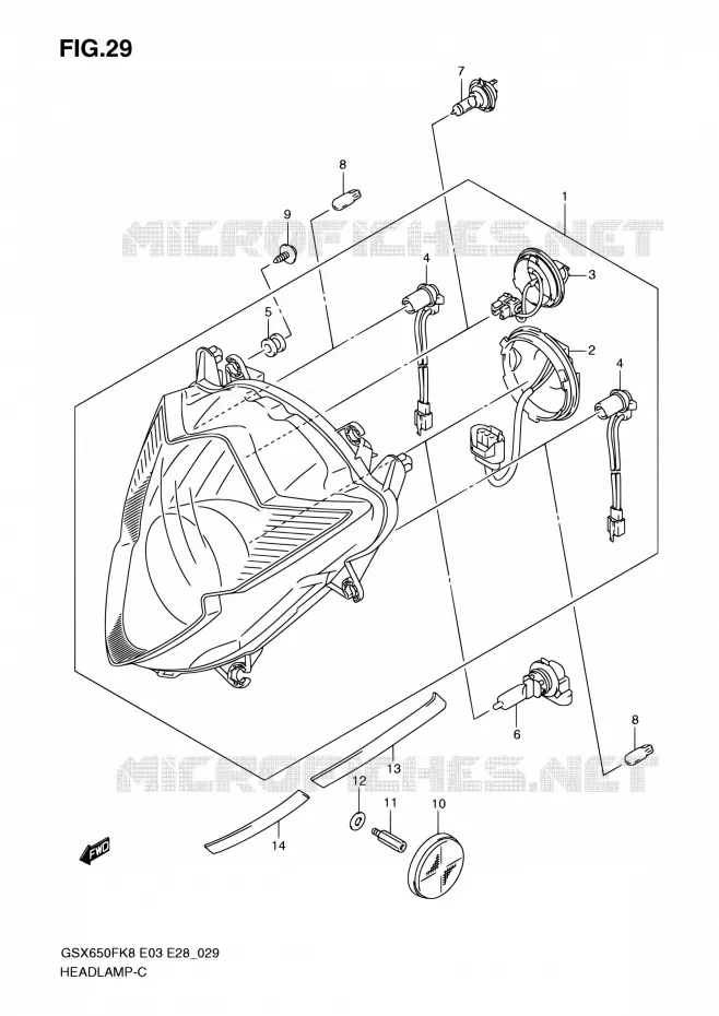 KOPLAMP Suzuki MOTO 650 GSX-F 2010  GSX650F L0 (E03,E28,E33)