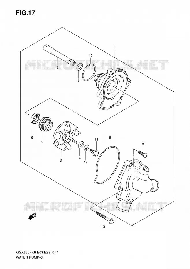 WATERPOMP Suzuki MOTO 650 GSX-F 2010  GSX650F L0 (E03,E28,E33)