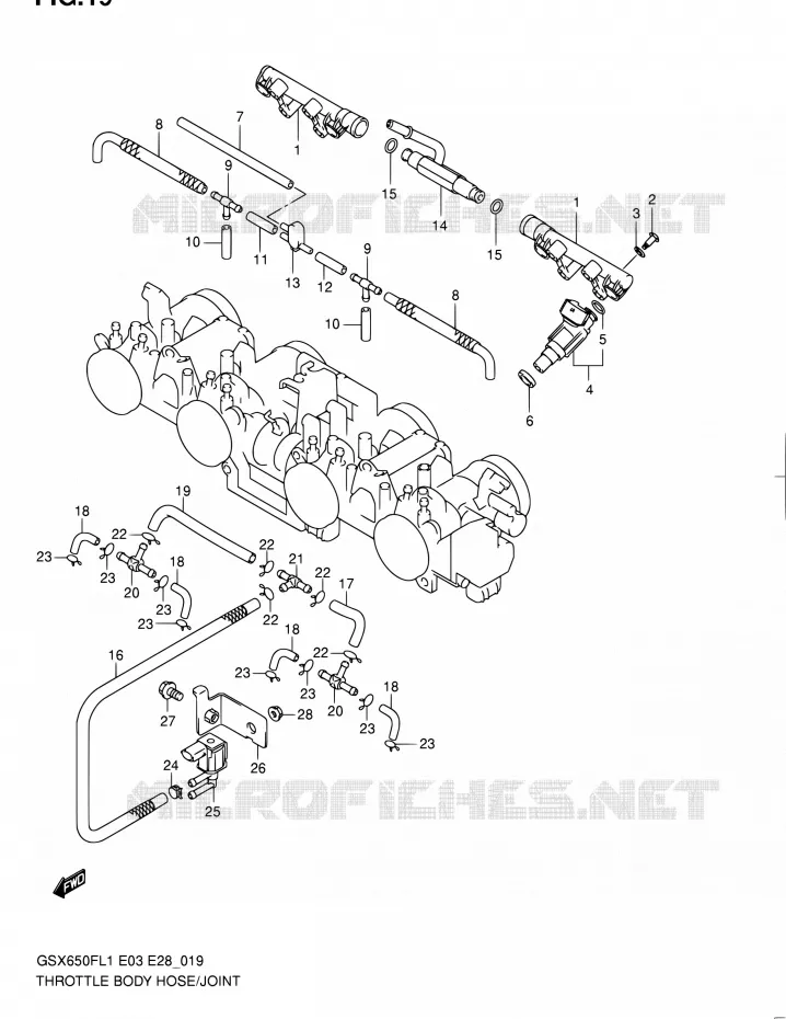 GASKLEPHUIS (GSX650FL1 E33) Suzuki MOTO 650 GSX-F 2011  GSX650F L1 (E03,E28,E33)