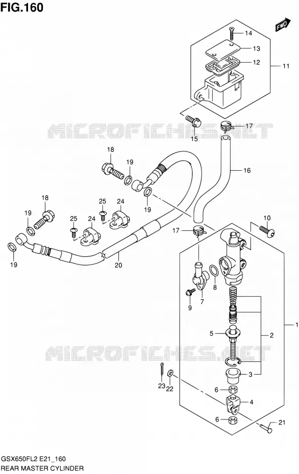 ACHTER HOOFDREMCILINDER (GSX650FUL2 E21) Suzuki MOTO 650 GSX-F 2012  GSX650FL2(E21)