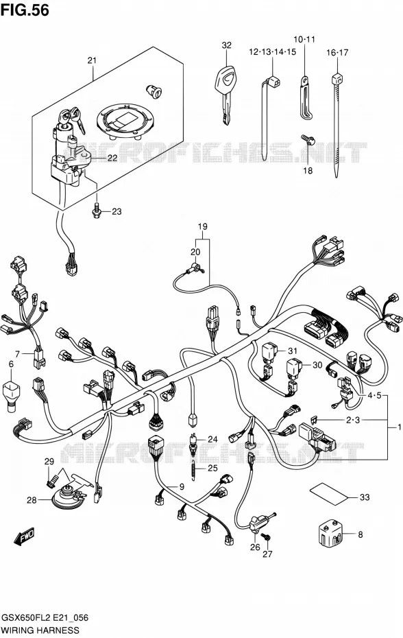 BEDRADING (GSX650FAL2 E21) Suzuki MOTO 650 GSX-F 2012  GSX650FL2(E21)