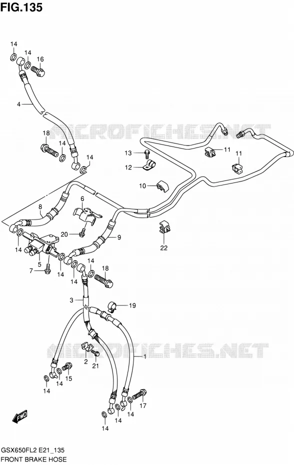 FRONT REMSLANG (GSX650FAL2 E21) Suzuki MOTO 650 GSX-F 2012  GSX650FL2(E21)