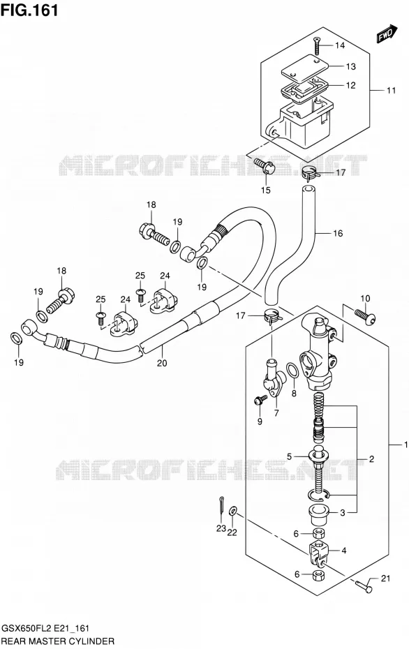 ACHTER HOOFDREMCILINDER (GSX650FUL2 E24) Suzuki MOTO 650 GSX-F 2012  GSX650FL2(E24)
