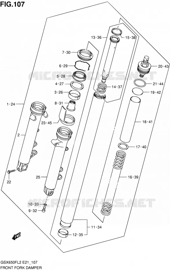 VOORVORK (GSX650FUL2 E21) Suzuki MOTO 650 GSX-F 2012  GSX650FL2(E24)