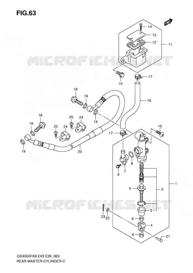 ACHTER HOOFDREMCILINDER (GSX650FK8/FK9) Suzuki MOTO 650 GSX-F 2010  GSX650FA L0 (E03,E28,E33)