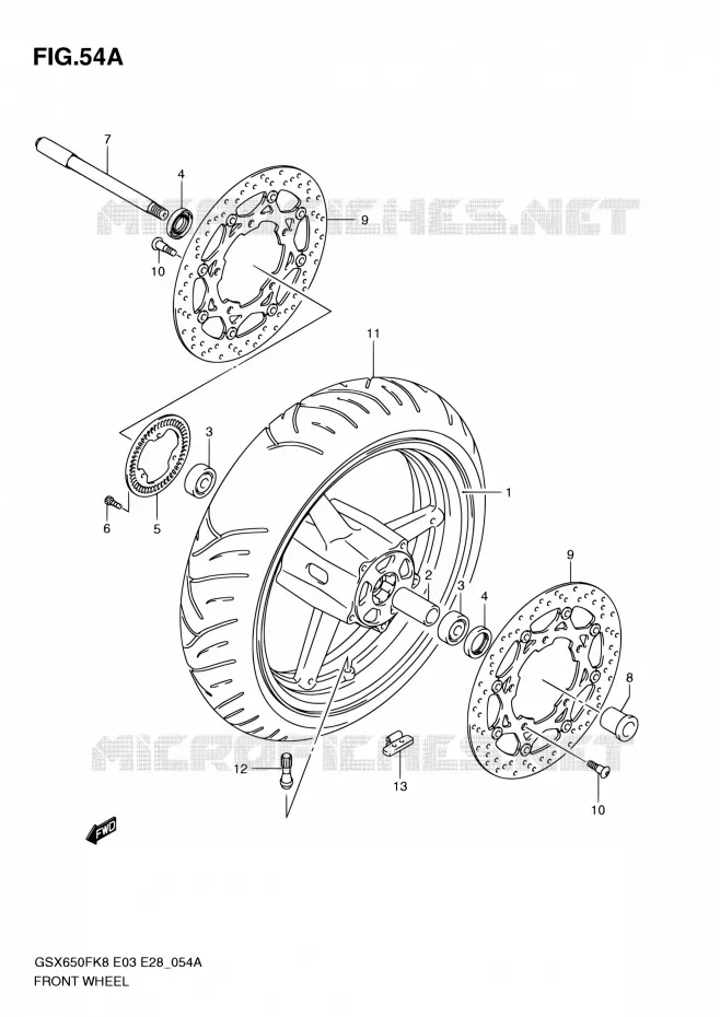VOORWIEL (GSX650FAK9/FAL0) Suzuki MOTO 650 GSX-F 2010  GSX650FA L0 (E03,E28,E33)