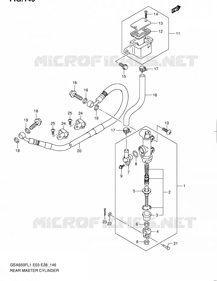ACHTER HOOFDREMCILINDER (GSX650FL1 E28) Suzuki MOTO 650 GSX-F 2011  GSX650FA L1 (E03,E28,E33)
