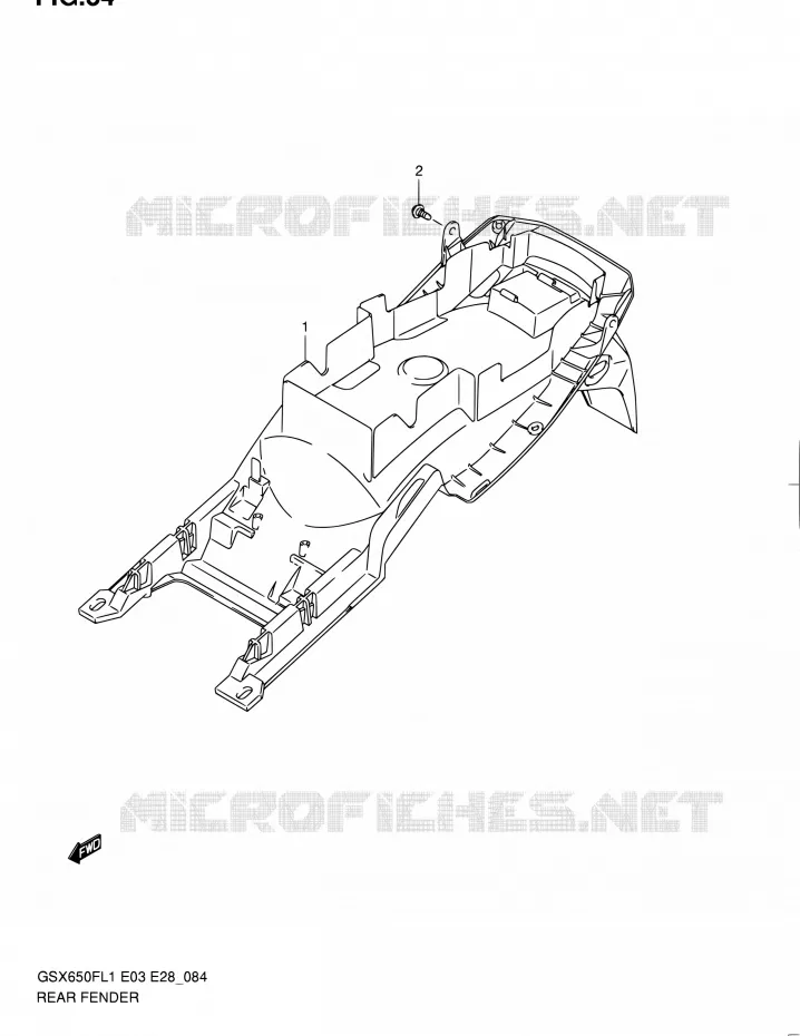 ACHTERSPATBORD (GSX650FAL1 E28) Suzuki MOTO 650 GSX-F 2011  GSX650FA L1 (E03,E28,E33)