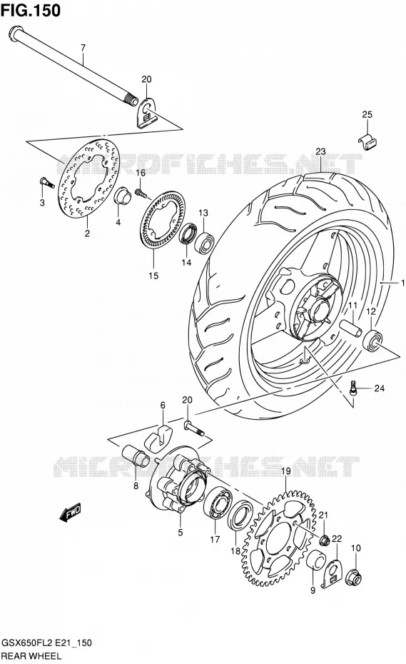 ACHTERWIEL (GSX650FAL2 E21) Suzuki MOTO 650 GSX-F 2014  GSX650FAL2(E21)