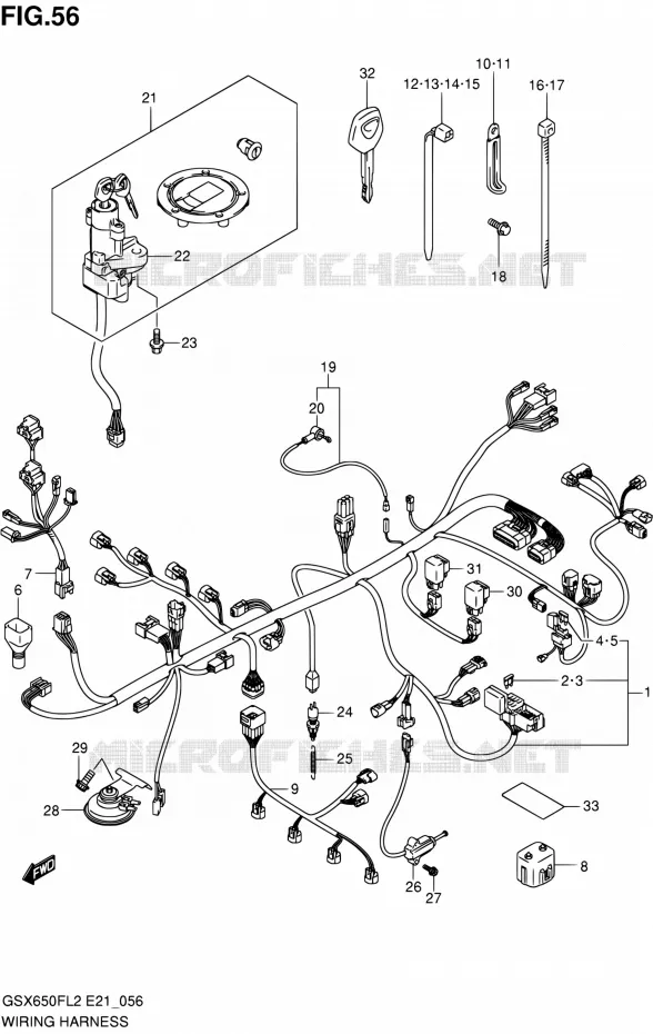 BEDRADING (GSX650FAL2 E21) Suzuki MOTO 650 GSX-F 2014  GSX650FAL2(E21)