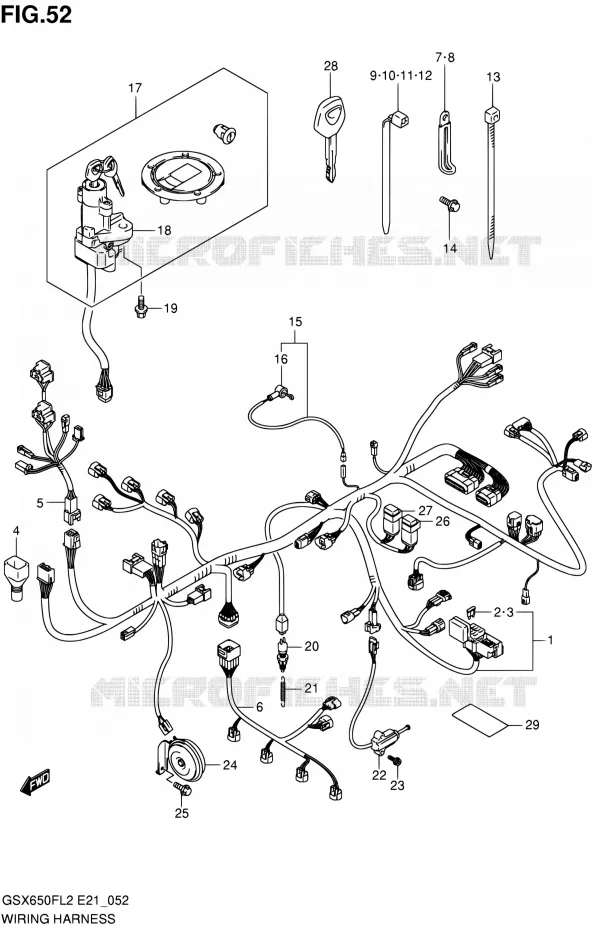 BEDRADING (GSX650FL2 E21) Suzuki MOTO 650 GSX-F 2012  GSX650FAL2(E21)