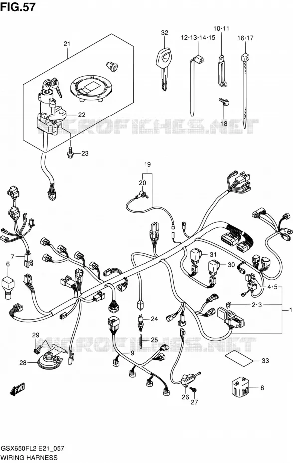 BEDRADING (GSX650FUAL2 E21) Suzuki MOTO 650 GSX-F 2016  GSX650FAL2(E21)