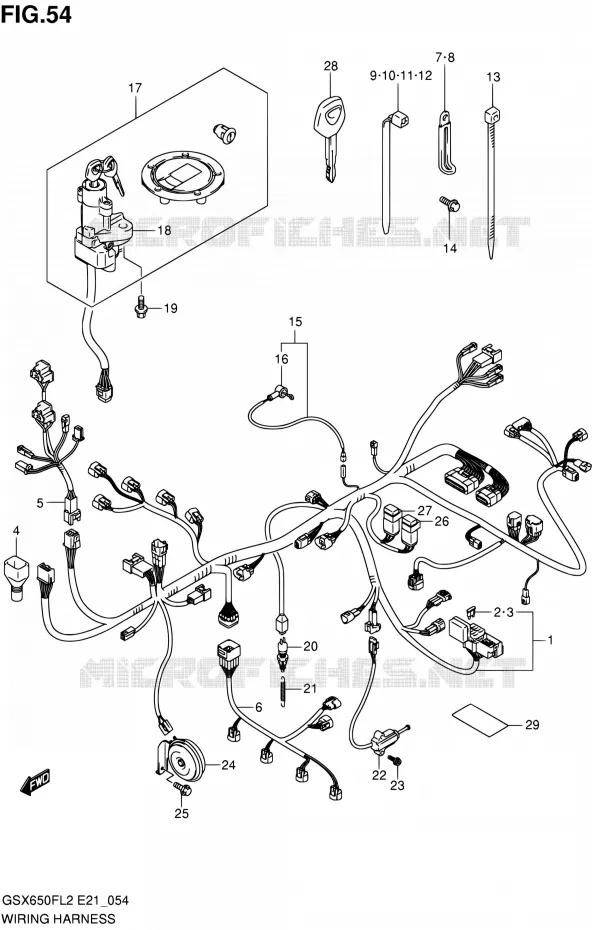 BEDRADING (GSX650FUL2 E21) Suzuki MOTO 650 GSX-F 2012  GSX650FAL2(E21)