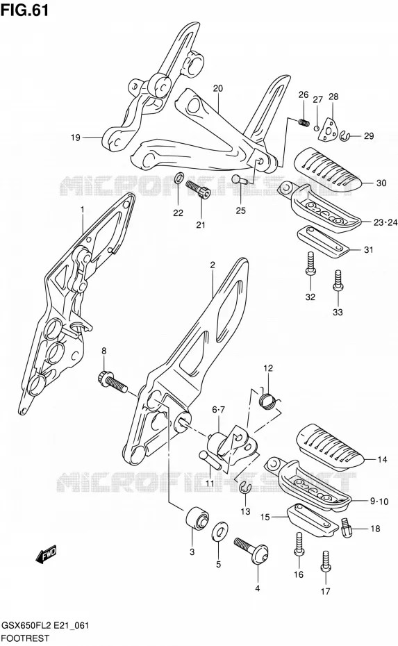 FOOTREST Suzuki MOTO 650 GSX-F 2012  GSX650FAL2(E21)