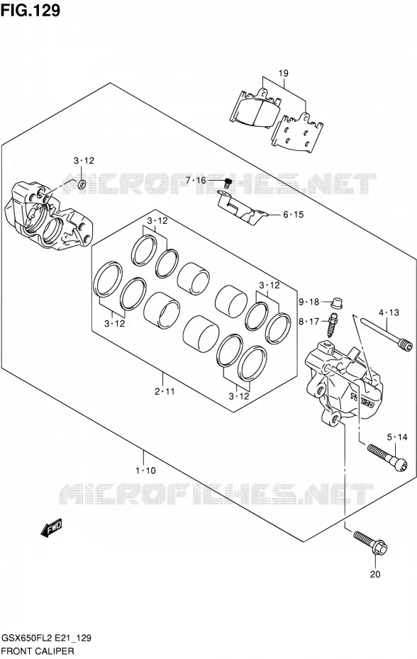 FRONT CALIPER (GSX650FAL2 E21) Suzuki MOTO 650 GSX-F 2015  GSX650FAL2(E21)