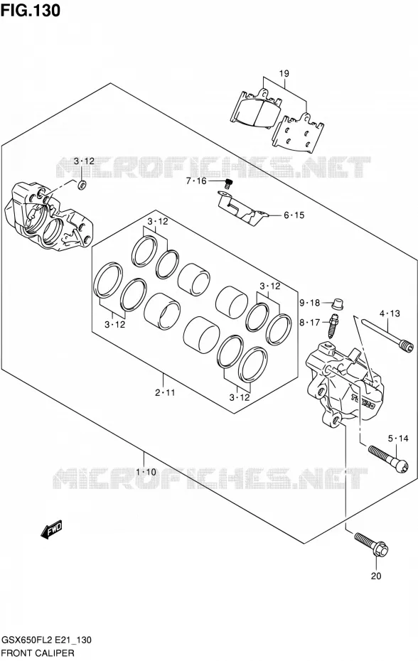 FRONT CALIPER (GSX650FUAL2 E21) Suzuki MOTO 650 GSX-F 2012  GSX650FAL2(E21)