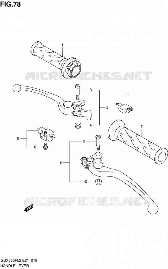 HANDGRIPS - LEVERS (GSX650FL2 E24) Suzuki MOTO 650 GSX-F 2012  GSX650FAL2(E21)