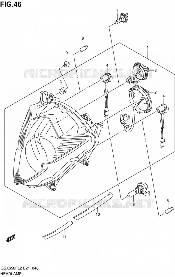KOPLAMP (GSX650FUL2 E21) Suzuki MOTO 650 GSX-F 2012  GSX650FAL2(E21)