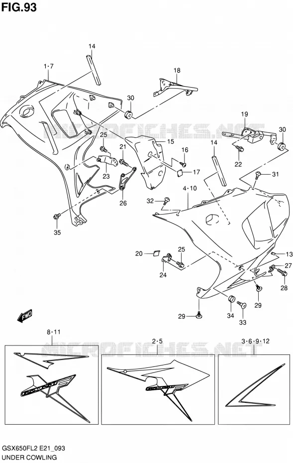 ONDERAANKLEDING (GSX650FUL2 E21) Suzuki MOTO 650 GSX-F 2014  GSX650FAL2(E21)